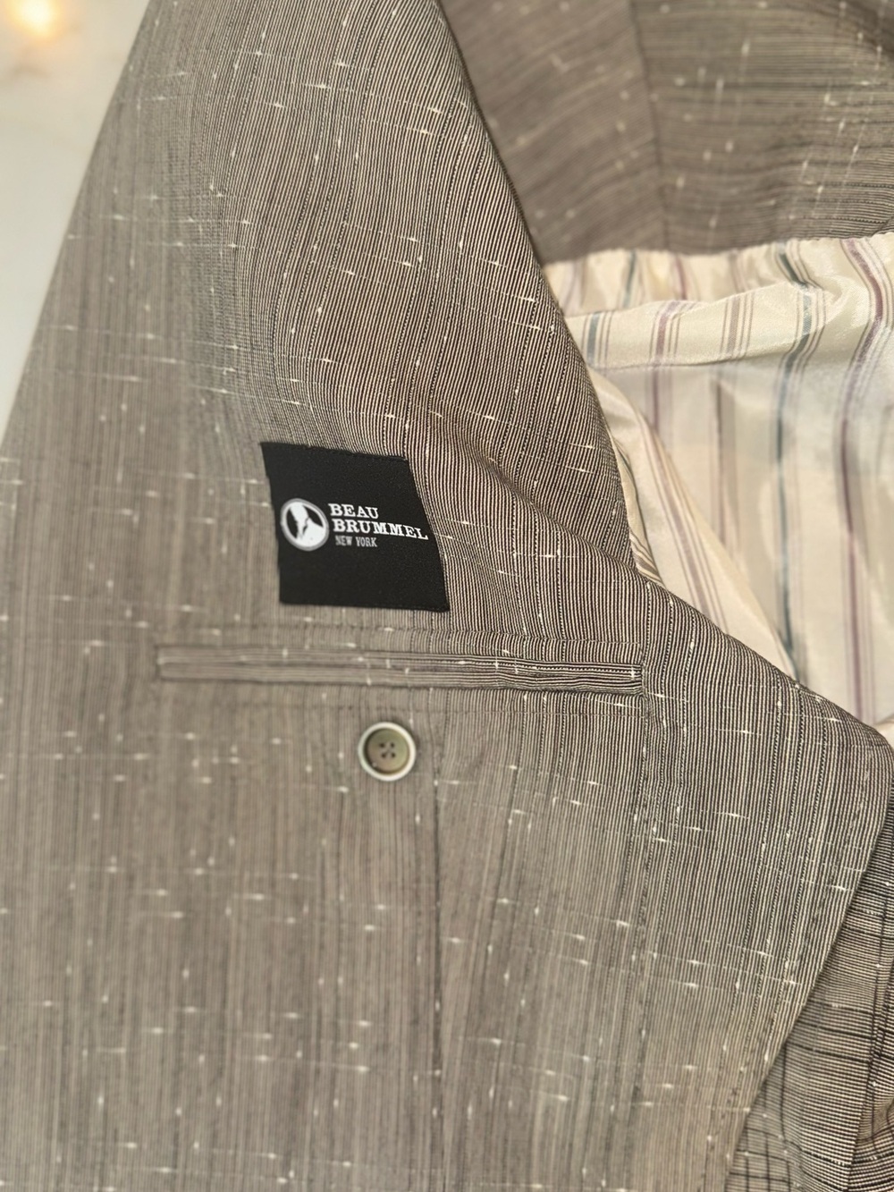 Beau Brummel Men's Blazer Tan with Subtle Slub Texture
